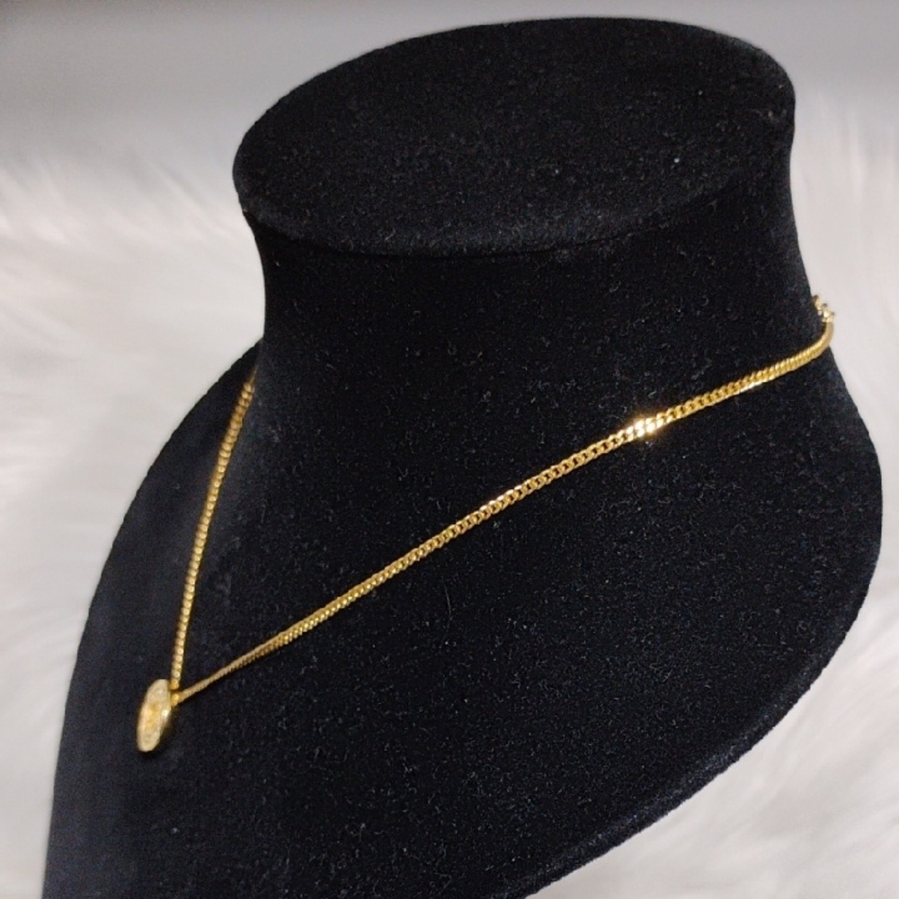 SALE! Authentic Dior CD Plated Gold W Crystal Details Pendant Necklace - Picture 13 of 15